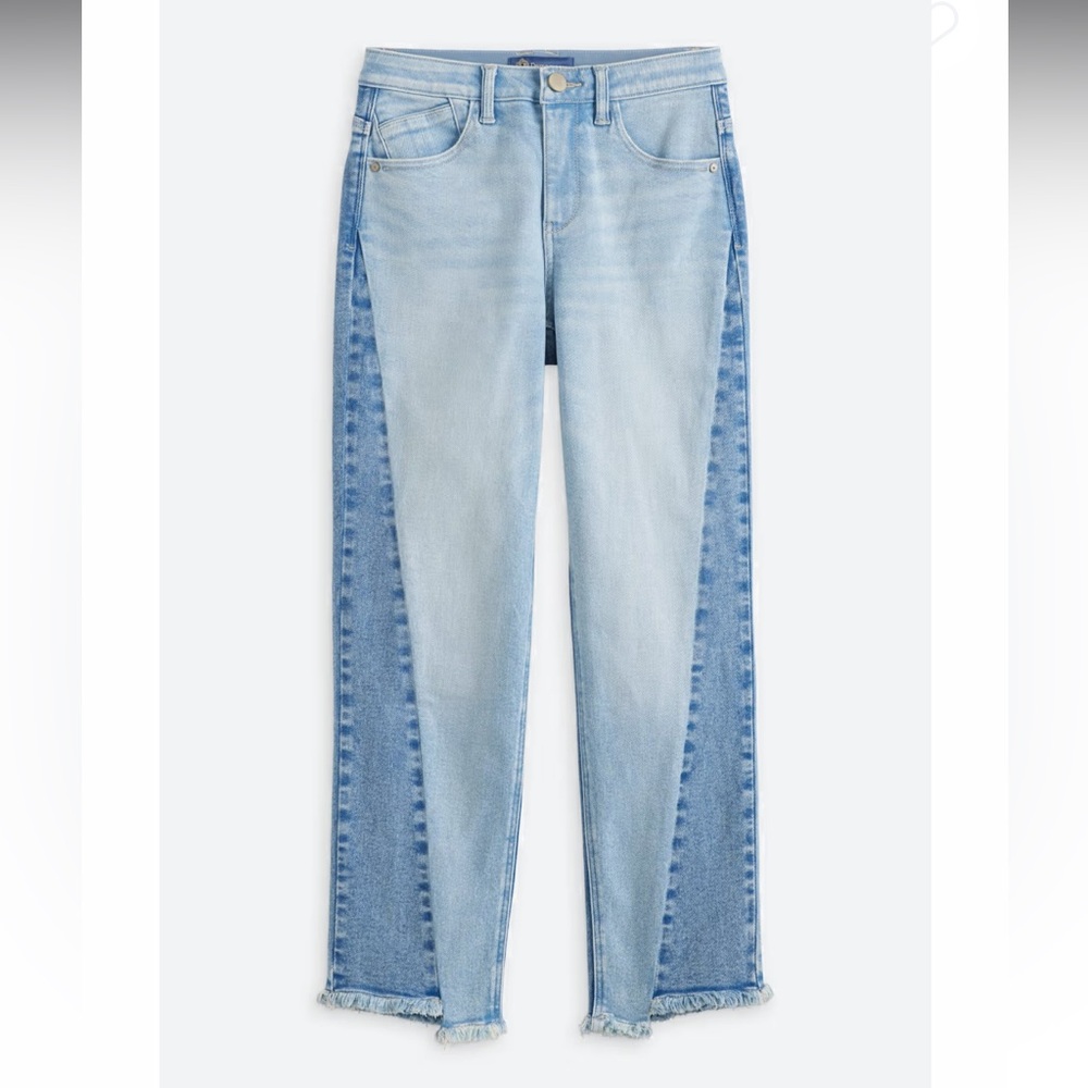 Two-Tone Color Block Straight Leg Jeans Petite 6P